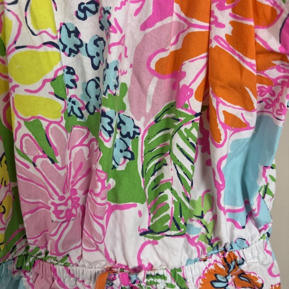Lilly Pulitzer Target Girls Romper Jumpsuit Sz 5T Floral Cotton Pom Pom Shorts - Picture 4 of 9